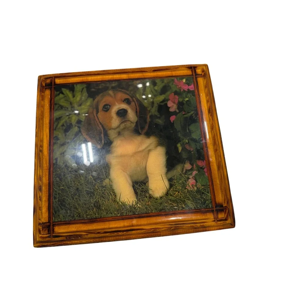 Cal Moore Handcrafted Beagle Puppy Dog Wooden Wall Plaque Glossy Resin Finish